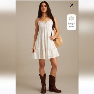 Lucky Brand White Cotton Embroidered Dress Size Med
